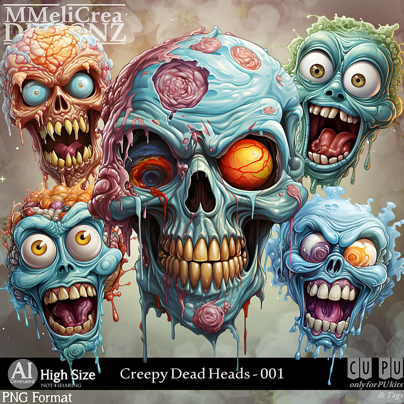 AI - Creepy Dead Heads - CU001 (CU4PU/PNG/PACK) - Click Image to Close